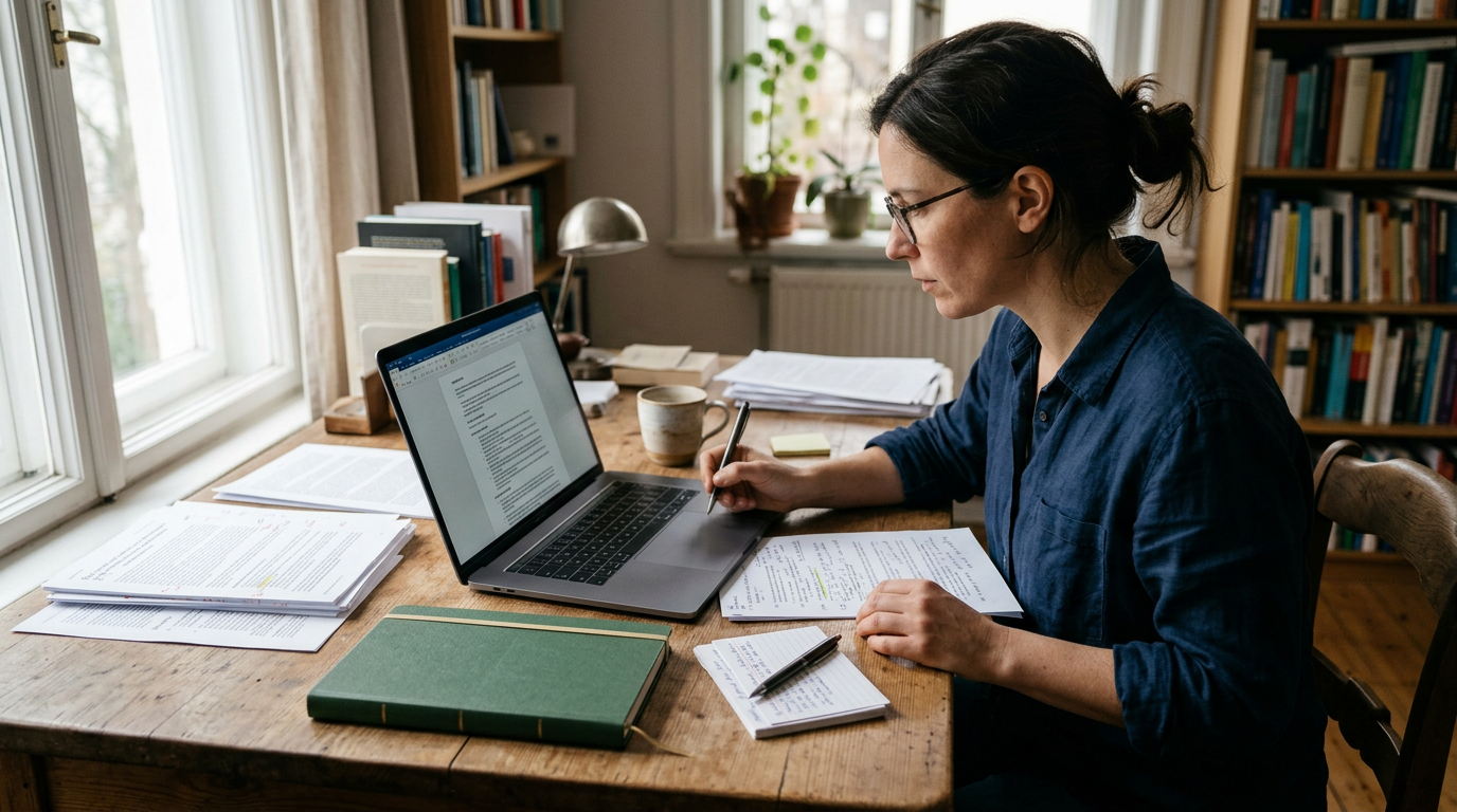 Researcher drafting a publication-ready systematic review manuscript